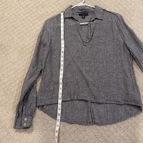 Saks Fifth Avenue Linen V-neck Tunic. Gray size small - Picture 7 of 9